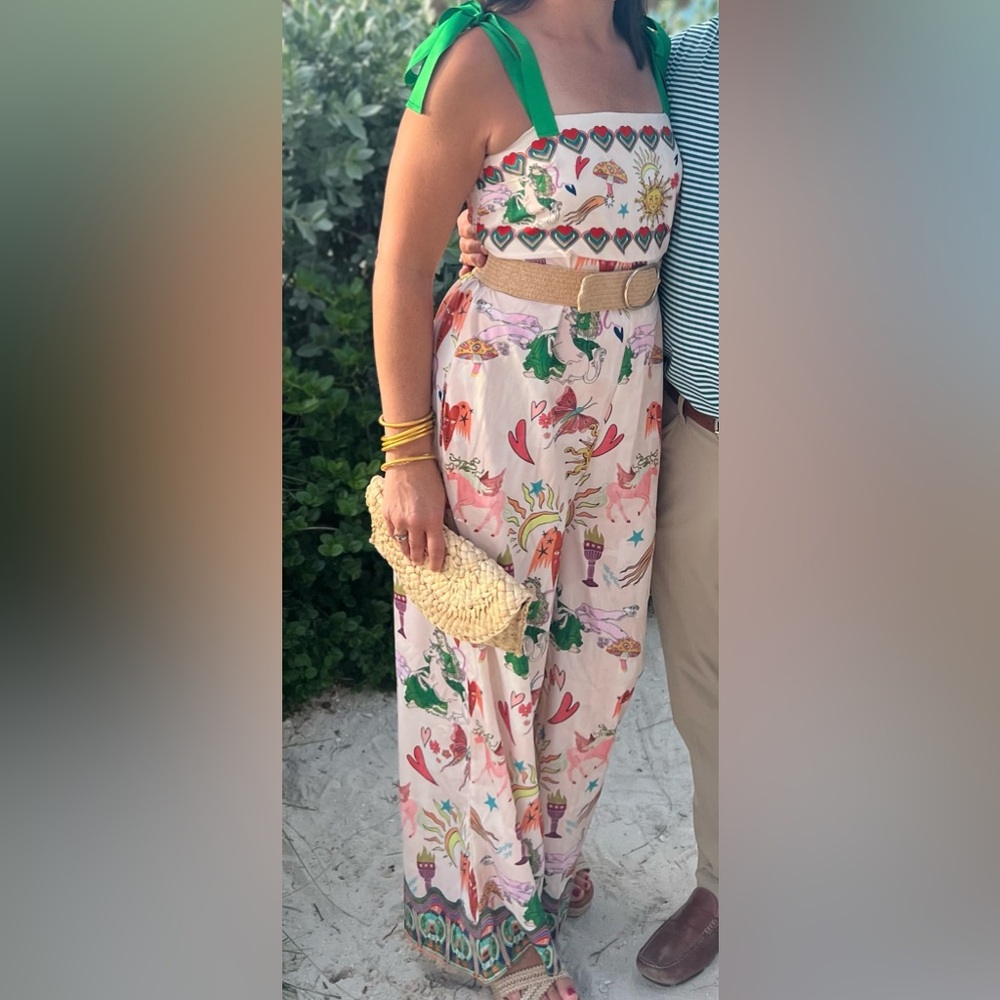 SHEIN Floral tropical print jumpsuit with tie top